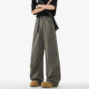 阔腿休闲弯刀裤 男生美式 男士 宽松大码 SHAPOES夏季 拖地长裤 薄款