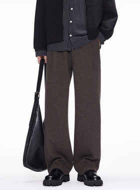 SHAPOES秋冬季男生美式绵羊毛休闲西裤男士老钱风垂感直筒裤