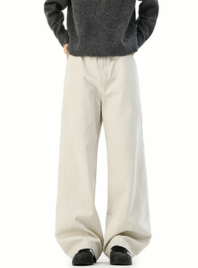 SHAPOES春秋季新款男生美式纯棉简约休闲裤男士重磅宽松直筒长裤