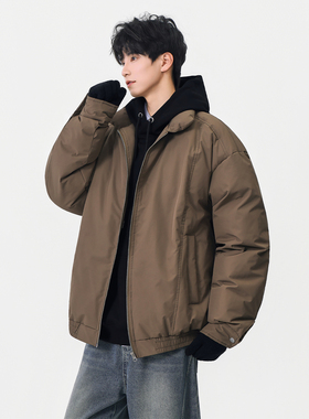 SHAPOES冬季男生美式加厚保暖棉服夹克男士宽松休闲棉衣工装外套