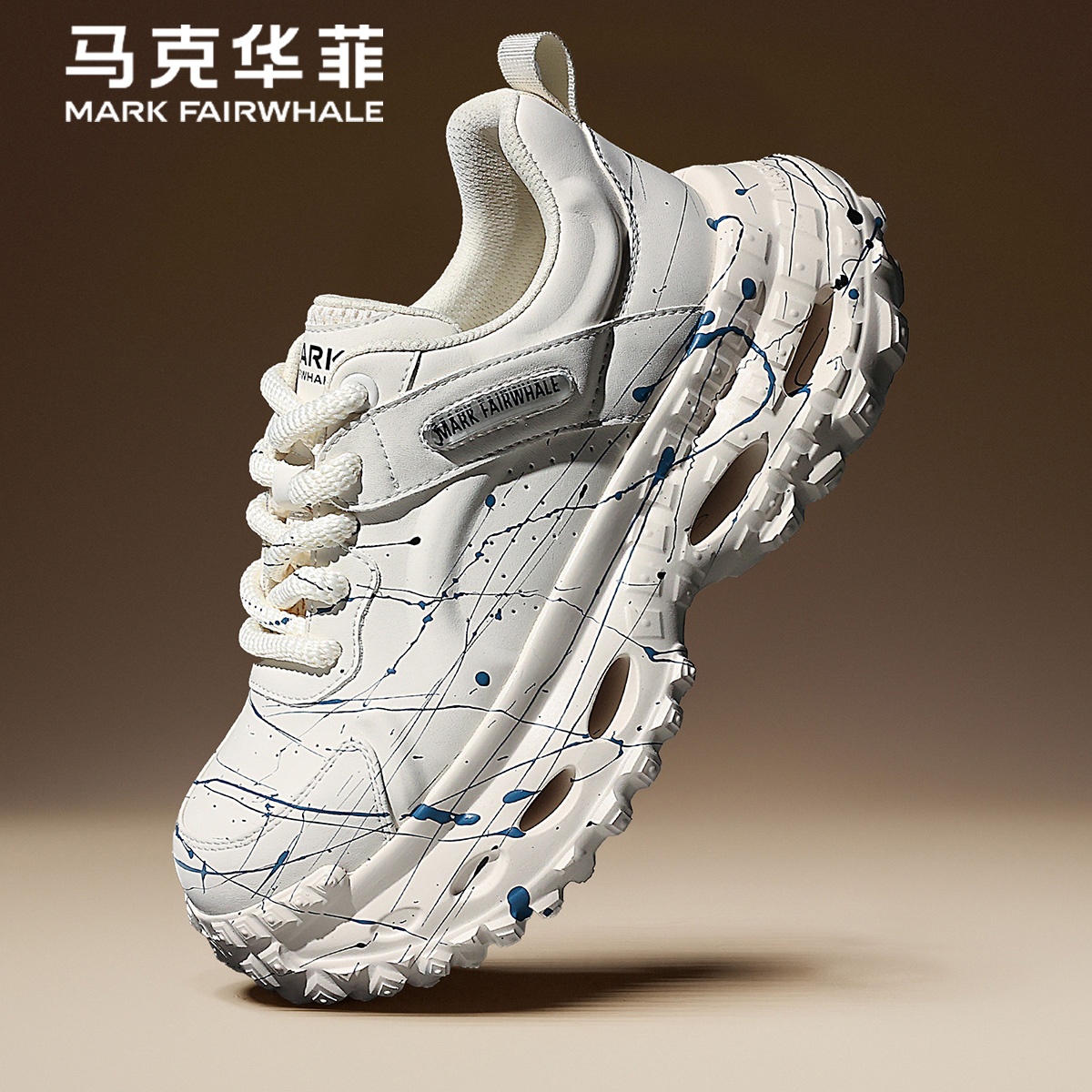 马克华菲男鞋2025秋季新款时尚百搭厚底老爹鞋舒适轻便透气休闲鞋