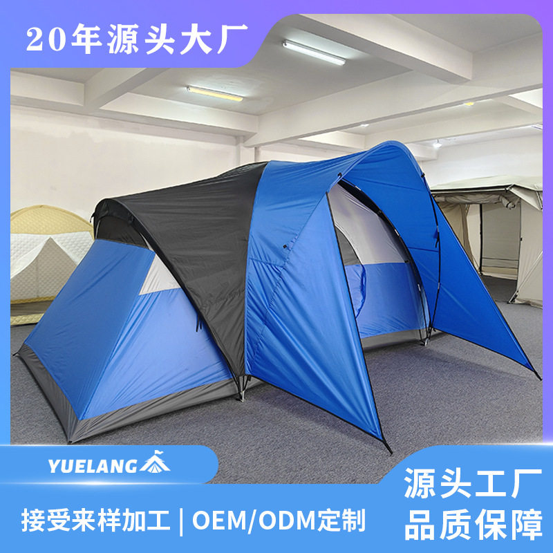 户外露营两室一厅双层帐涂银防晒防雨加大空间6-8-10人野营帐蓬