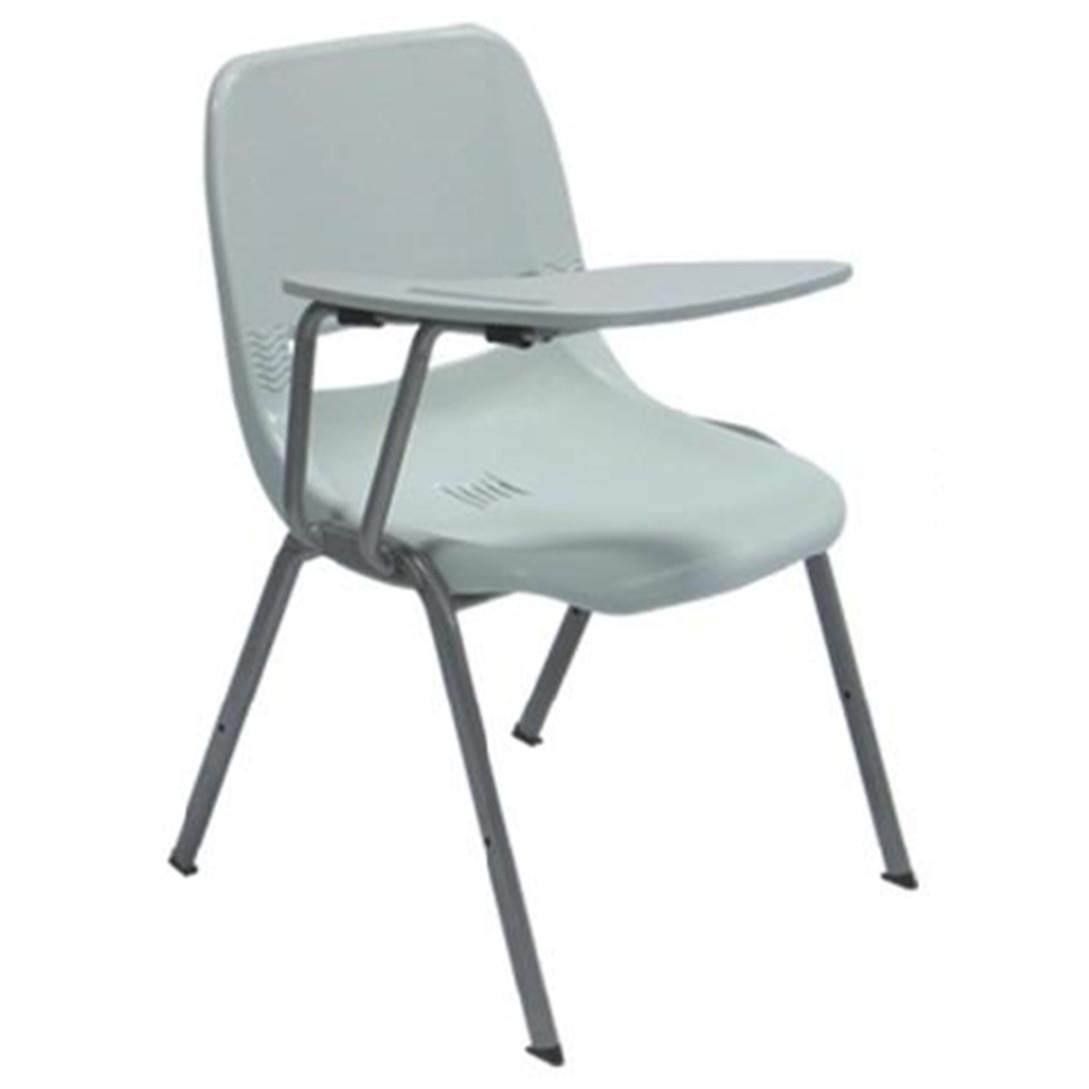 福金迪乐扁管四腿乳白色塑壳带写字板培训椅学习椅敖斐司椅盟