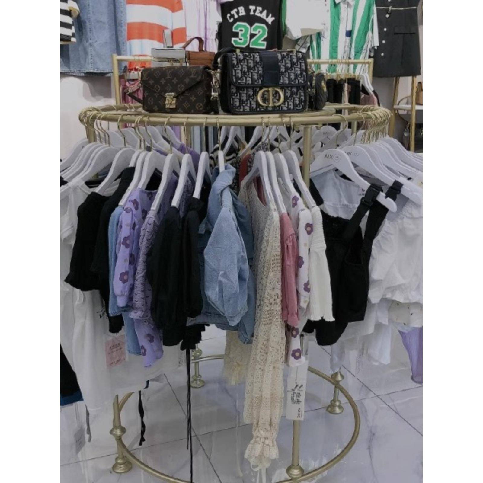 圆形服装店衣服展示架童装店货架陈列落地裤架中岛架女装店挂衣架