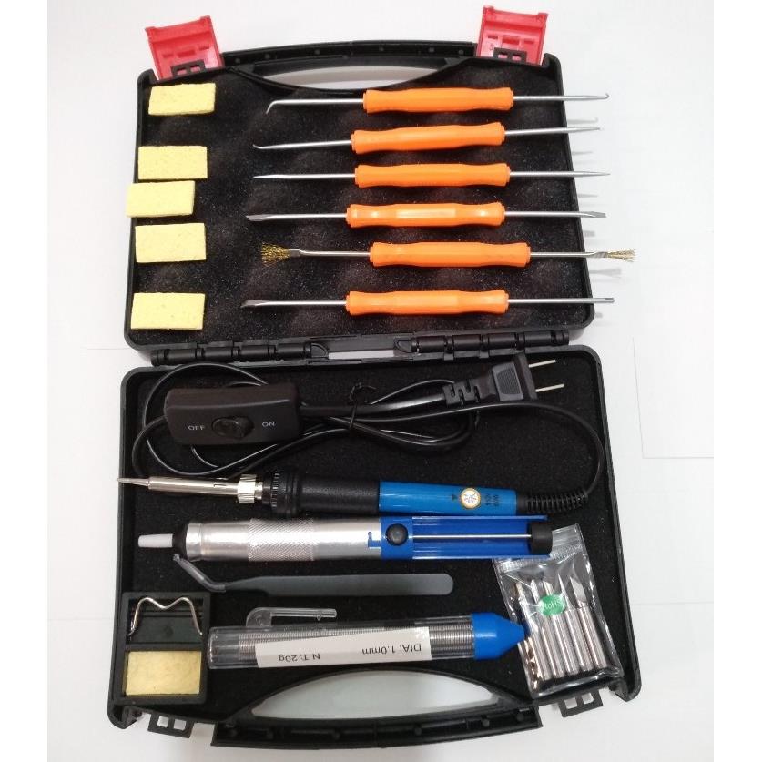 国标220V电烙铁套装工具盒工具包工具箱电路板焊接维修工具