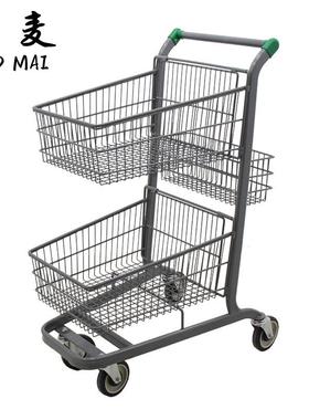三篮双层超市购物车手推车提篮车多框双层购物车手推车