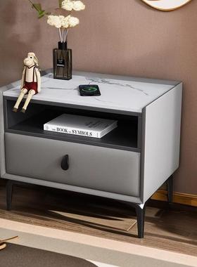 轻奢进口松木岩板极简耐高温防水卧室床头柜衣帽间小型收纳储物柜