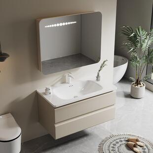 A9L蜂窝铝不锈钢浴室柜大抽屉式收纳柜防水防潮陶瓷一体盆灯光感