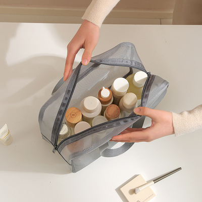 网纱手提洗漱包旅行化妆包女网眼收纳袋大容量网布透气收纳包