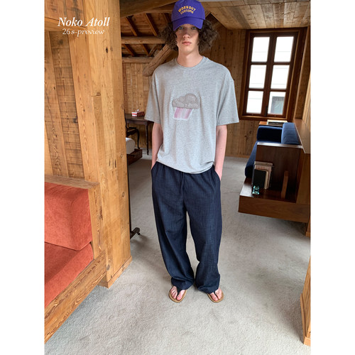 NOKO｜把一份随性穿在身上的垂感休闲裤直筒微廓棉感肌理长裤薄