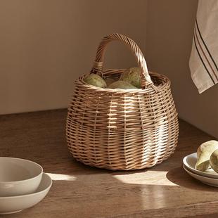 手工柳编藤编野餐篮手提编织购物篮家用水果篮子竹篮收纳筐小篮子