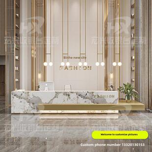 真大理石公司前台酒店售楼部前台接待台健身房培训机构吧台收银台