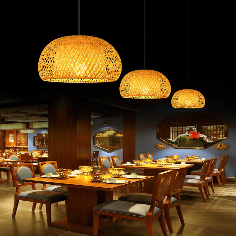 灯吊灯创意禅意竹艺灯罩餐饮饭店饭厅灯个性火锅民宿茶室竹编吊灯