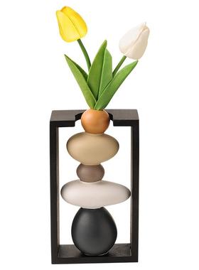 石来运转石头陶瓷花瓶摆件轻奢高档客厅电视柜入门玄关高级装饰品