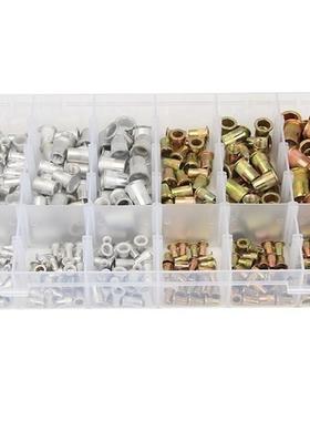 eBay300pcs/402PCS盒装镀彩锌拉铆螺母+铝制+304铆钉铆螺母M3-10