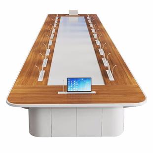 大型智能无纸化会议桌长桌多功能隐藏升降显示屏培训办公长条形桌