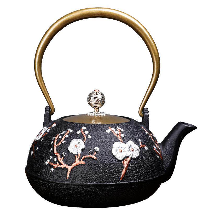 日本工艺铁壶手工烧水煮茶铸铁壶喜上眉梢铁茶壶茶具