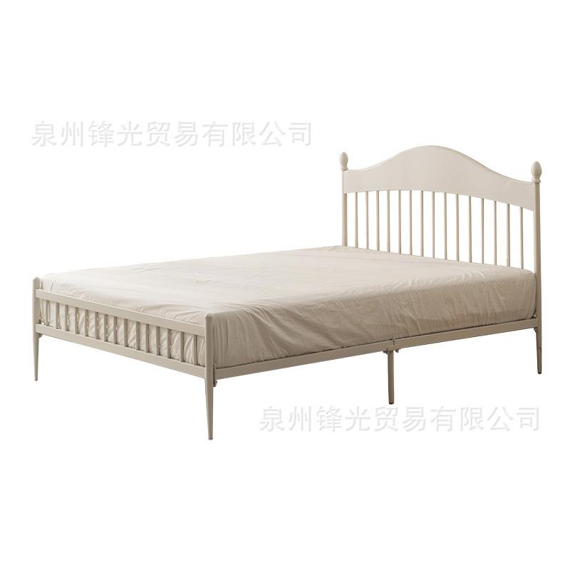 北欧白色铁艺床法式奶油风现代简约温莎双人铁架床单人1.5小户型