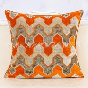 现代轻奢抱枕套几何图形割绒提花靠垫客厅酒店沙发餐椅靠背含芯