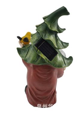 花园树脂小矮人工艺品户外裂纹玻璃球太阳能无脸精灵庭院侏儒摆件