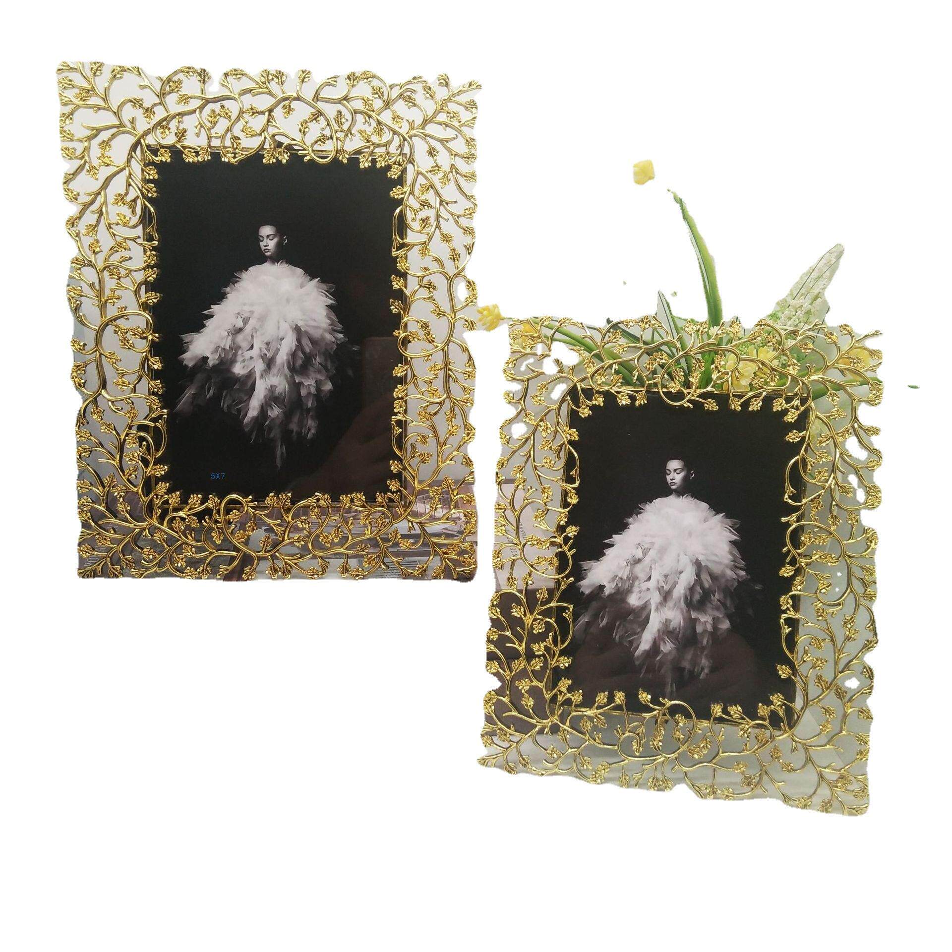 镂空古金金属6寸,7寸金色相框,款式新颖,高档大气