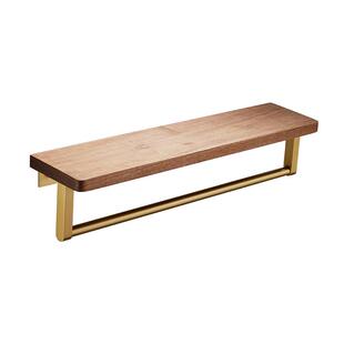 免打孔胡桃木置物架浴室木头收纳架镜前壁挂收纳架挂墙一字型隔板