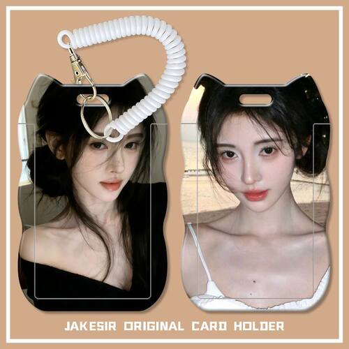 鞠婧祎明星气质学生滑盖猫耳朵卡套饭卡公交身份证件保护套弹簧绳