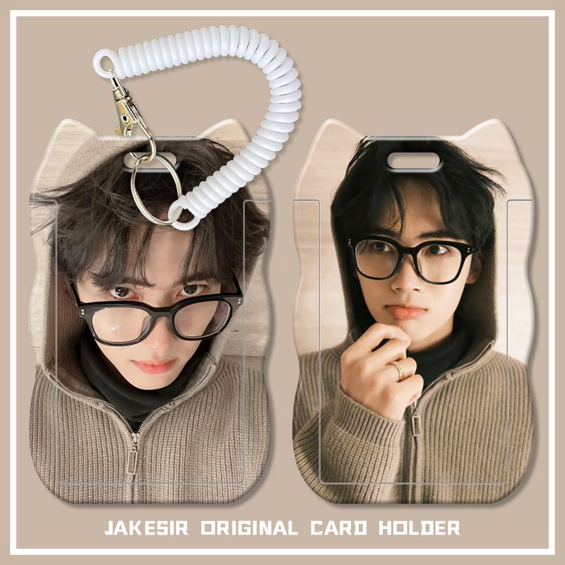 闫桉帅气明星周边学生滑盖猫耳朵卡套饭卡水卡公交身份证套弹簧绳
