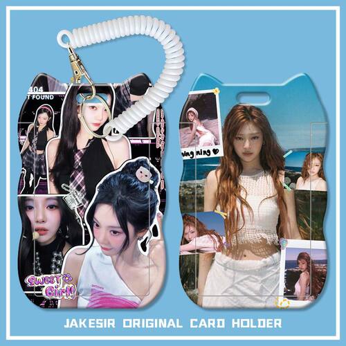 宁艺卓美女周边学生滑盖猫耳朵卡套饭卡公交身份证件保护套弹簧绳