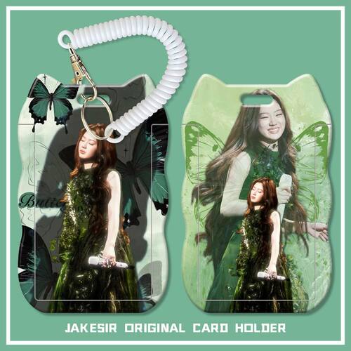 单依纯美女歌星学生滑盖猫耳朵卡套饭卡公交身份证件保护套弹簧绳
