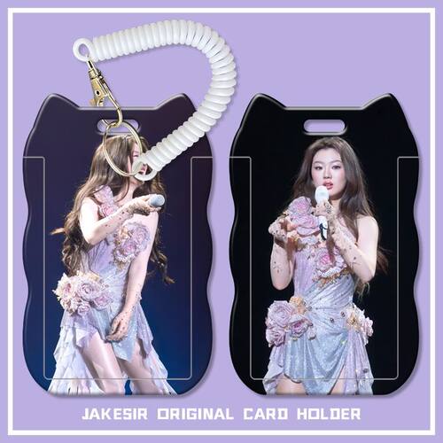 单依纯美女歌星学生滑盖猫耳朵卡套饭卡公交身份证件保护套弹簧绳