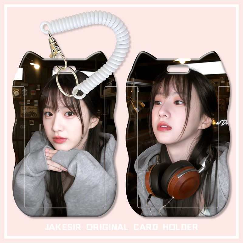 包上恩可爱美女学生滑盖猫耳朵卡套饭卡公交身份证件保护套弹簧绳