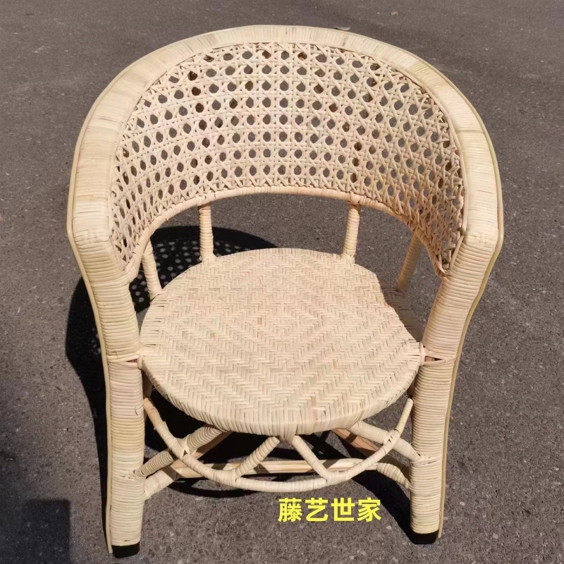 小藤椅子靠背椅传统编织藤椅小号阳台矮藤椅老人椅休闲儿童椅子