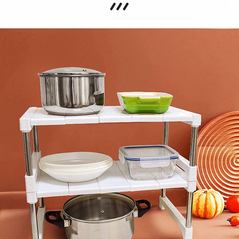 可伸缩叠加置物架落地厨房下水槽收纳架子衣柜分层隔板隔层架宿舍