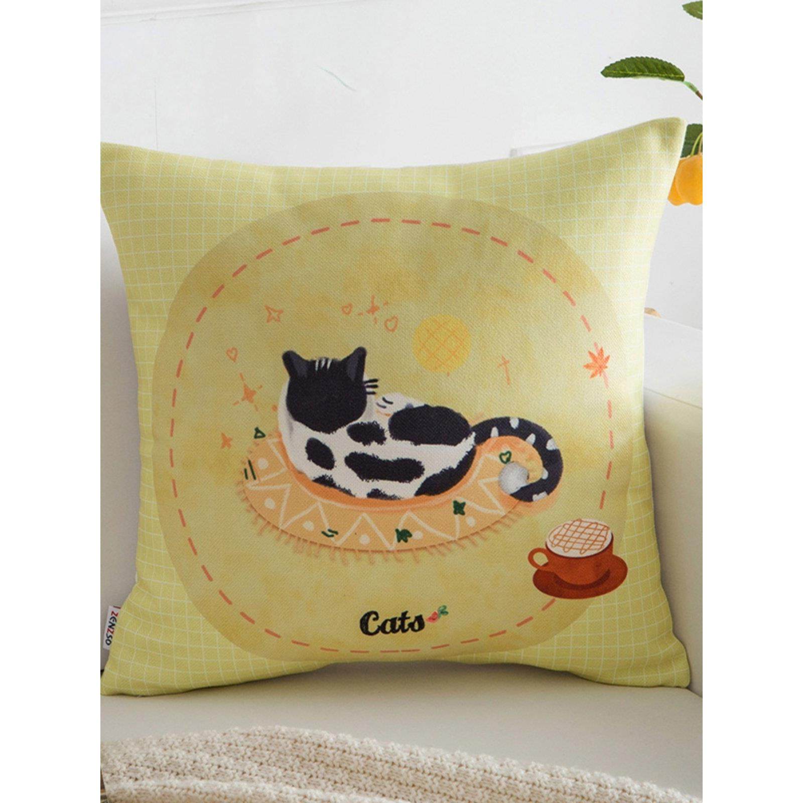卡通棉麻靠垫布艺床头沙发靠背办公室方客厅欧式沙发抱枕猫,居家布艺,靠垫/抱枕,淘宝优惠券,粉丝福利购,淘宝优惠卷