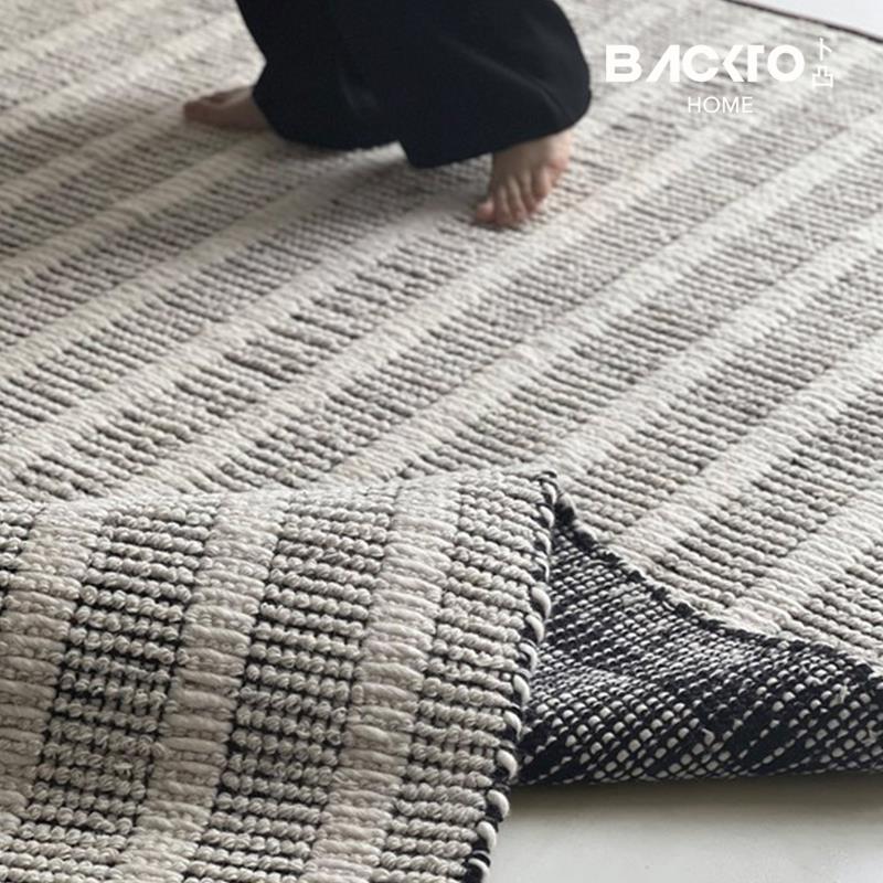 BACKTO卜凸家居印度无胶羊毛地毯纯手工编织现代侘寂风卧室客厅