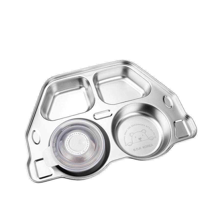 韩国小汽车宝宝分格餐盘304不锈钢婴儿幼儿园儿童家用吃饭餐具男,餐饮具,餐用托盘,淘宝优惠券,粉丝福利购,淘宝优惠卷