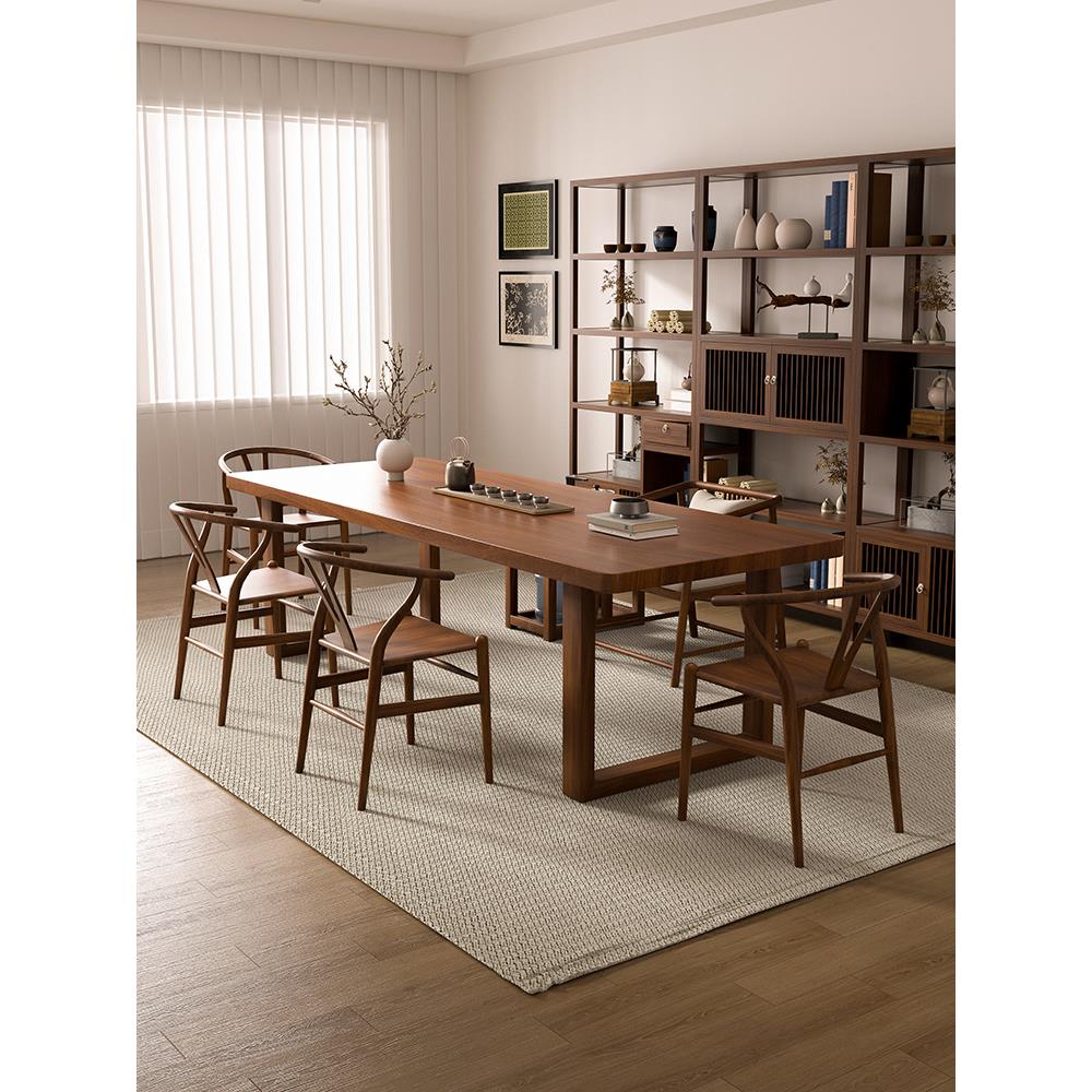 黑胡桃木茶桌2025新款高端实木茶几客厅家用茶台新中式茶桌椅组合