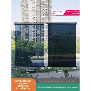 吸盘式弹簧卷帘遮阳帘阳台拉帘全遮光窗帘遮阳布防水粘贴遮挡