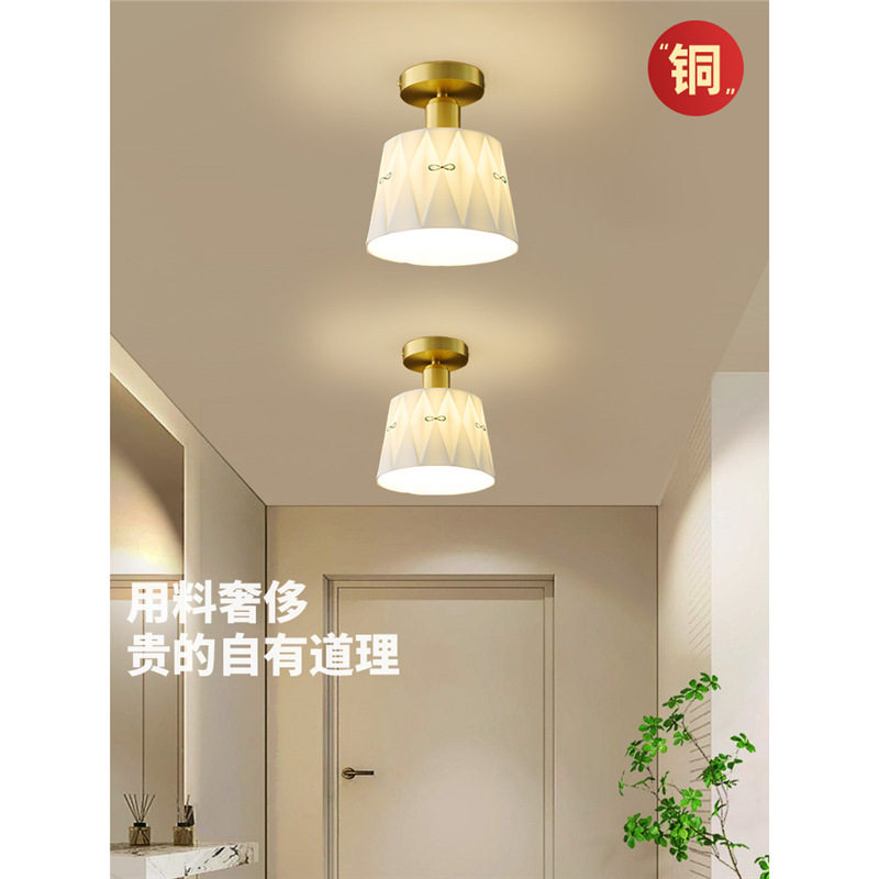 全铜美式复古陶瓷灯玄关过道