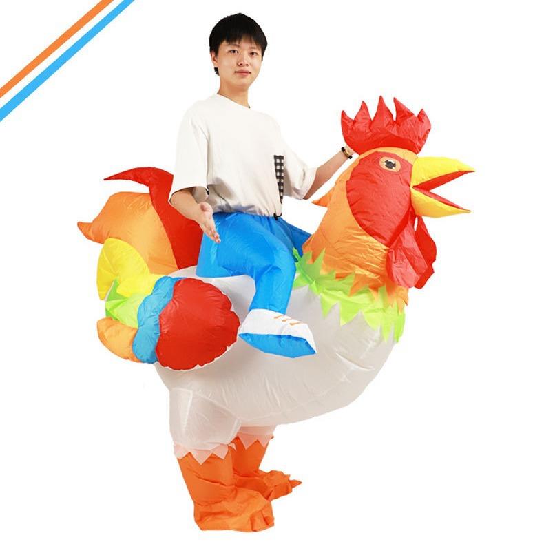 万圣节跨境卡通骑行人偶服饰演出派对道具节日表演彩色公鸡充气服