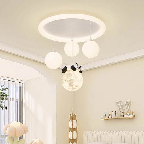 卧室灯奶油风云朵熊猫吸顶灯男孩卧室灯全光谱护眼中山灯具