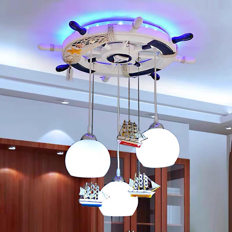 舵吊灯儿童吊灯帆船创意吊灯儿童卧室吊灯卡通幼儿园吊灯游乐园灯