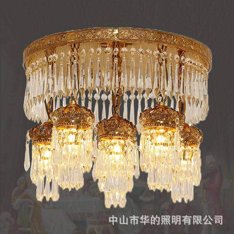 欧式客厅餐厅全铜吸顶灯欧式奢华书房卧室水晶灯别墅入户玄关灯具