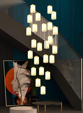 新中式楼梯吊灯中国风别墅楼梯间灯LOFT公寓复式旋转楼梯灯长吊灯