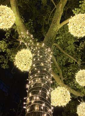 led太阳能藤球灯户外防水挂树景观灯庭院园球灯圣诞街道工程亮化