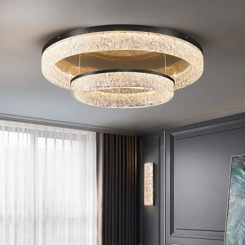 全铜轻奢客厅吸顶灯简约现代大气圆形树脂楼餐厅卧室大厅灯具