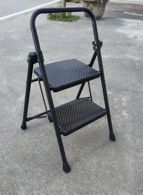两步折叠梯子家用黑色铁梯子2 step steel ladder室内用梯二踏步
