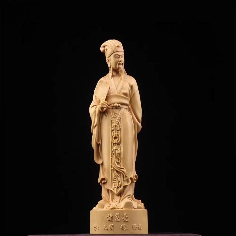 小叶黄杨木创意手工诸葛亮关公弥勒木雕摆件家居装饰品文玩把玩件