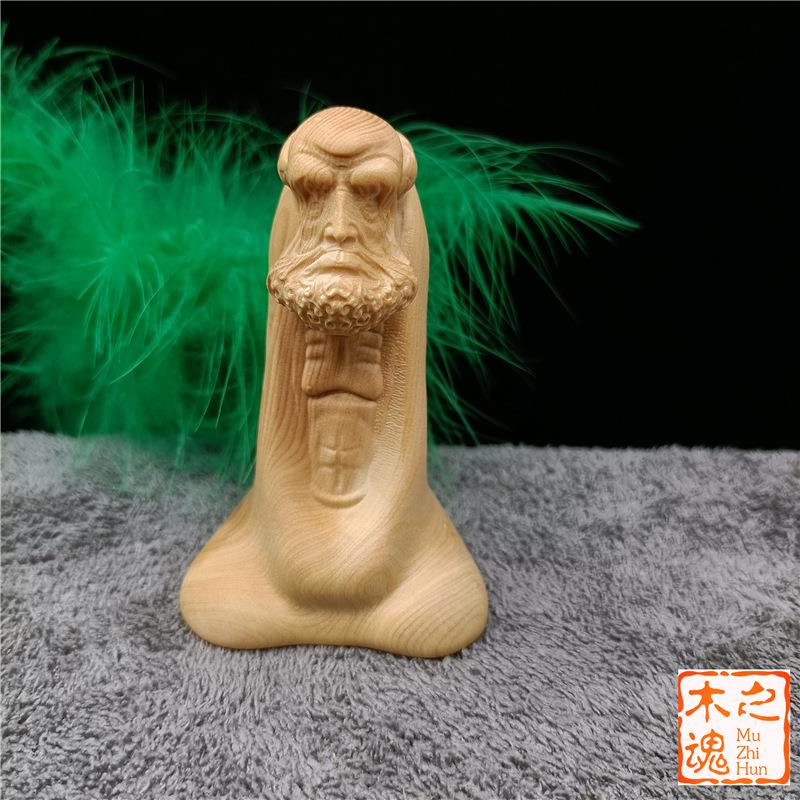小叶黄杨木雕刻手把件文玩汽车摆件坐禅达摩祖师爷随身手把玩装饰